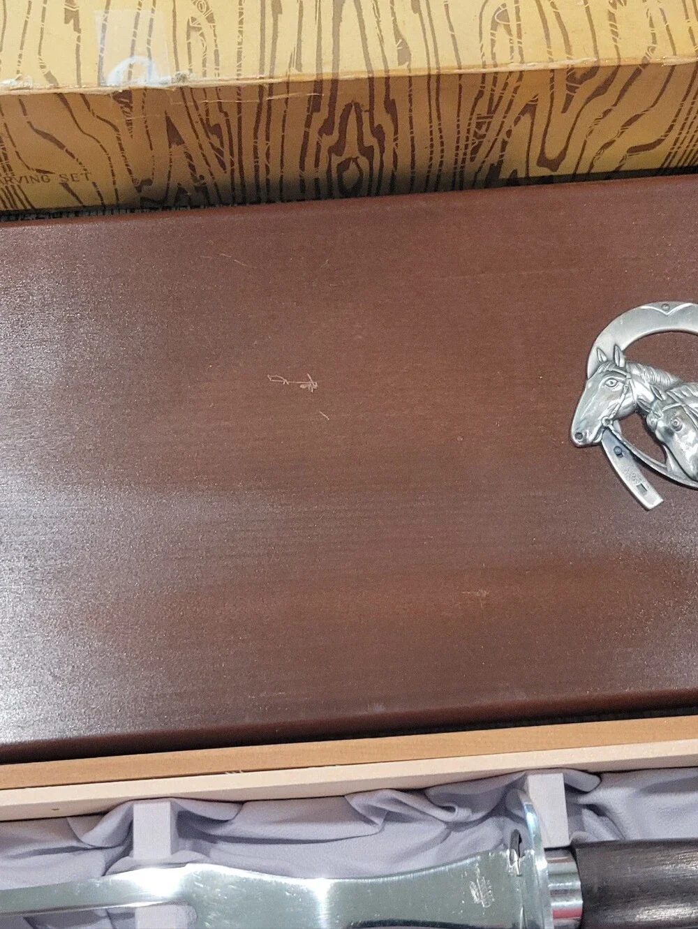 Vintagw Westwrn Carving Set By Wood Pecker Wood Ware